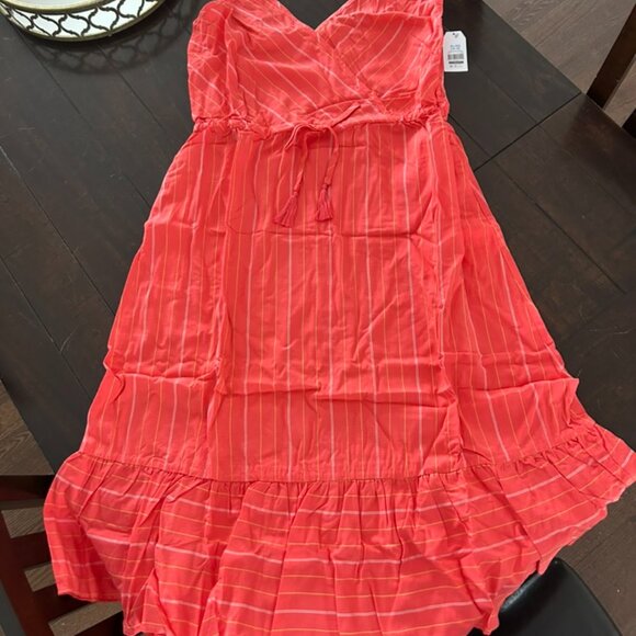 BNWT Time & Tru Coral Flutter Hem Midi Dress Sz XL (16-18) - Picture 2 of 6